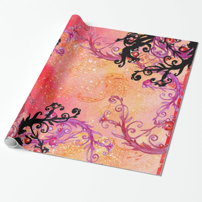 Borttappadens SKADOWS/MAGIC BERRIES IN ROSA Presentpapper (Utrullad)