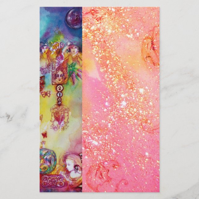 Borttappadens SKUGGOR, rosa guld-gnistor Brevpapper (Framsida)