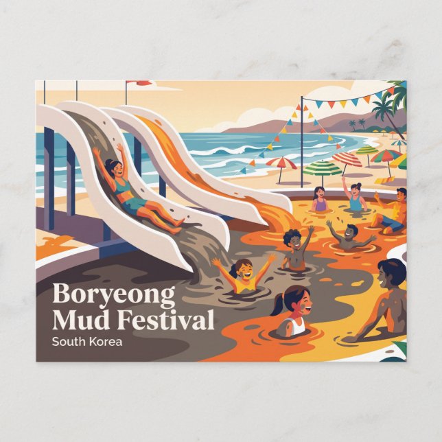 Boryeong Mud Festival Sydkorea Vykort (Framsida)