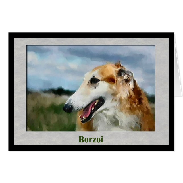 Borzoi Art Gifts Hälsningskort (Framsidan Horizontal)