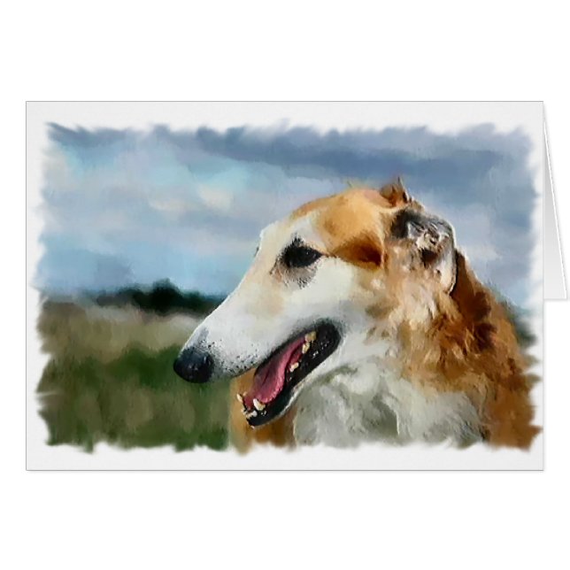 Borzoi Art Gifts Hälsningskort (Framsidan Horizontal)
