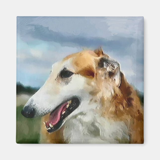 Borzoi Art Gifts Magnet (Framsidan)