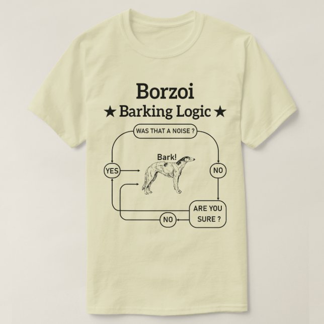 Borzoi Barking Logic Rolig hund Owner Sarkastic T Shirt (Design framsida)