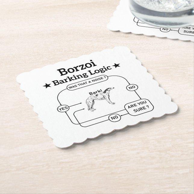 Borzoi Barking Logic Rolig hund Owner Sarkastic Underlägg Papper (Vinklad)