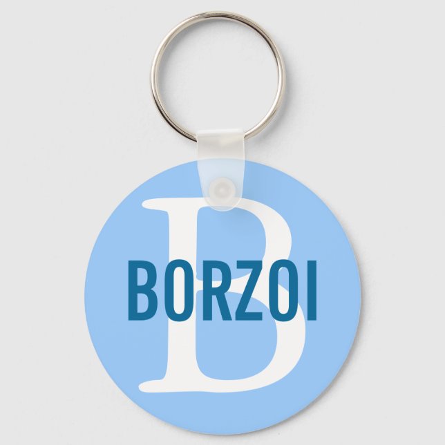Borzoi Breed Monogram Design Nyckelring (Framsida)