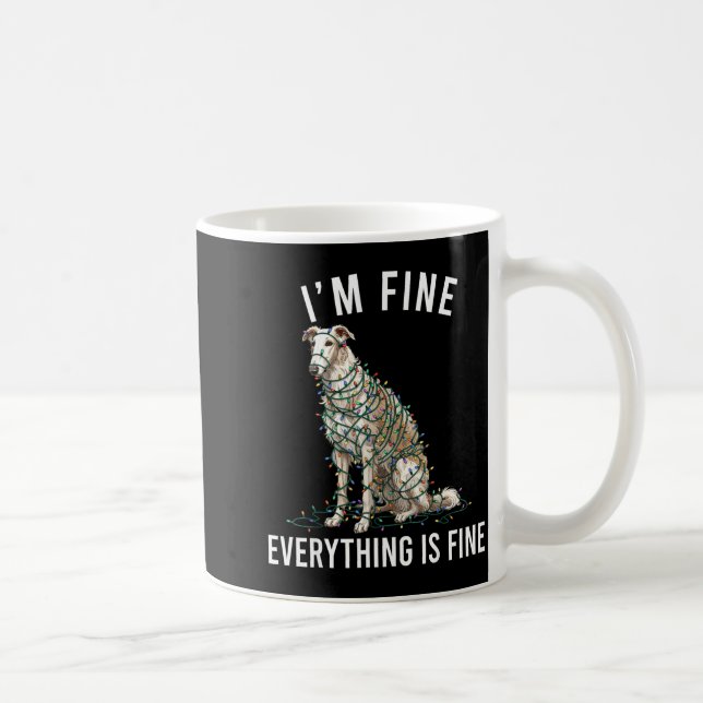 Borzoi Christmas I'm Fine Everything Is Fine  Kaffemugg (Höger)