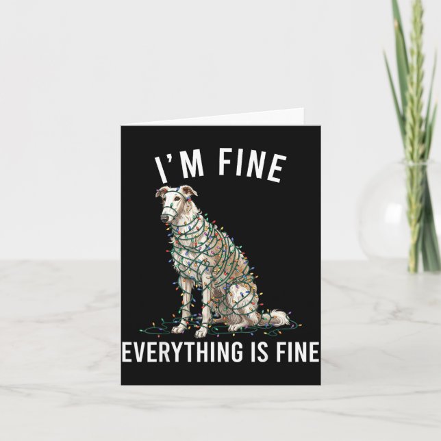 Borzoi Christmas I'm Fine Everything Is Fine  Kort (Framsida)