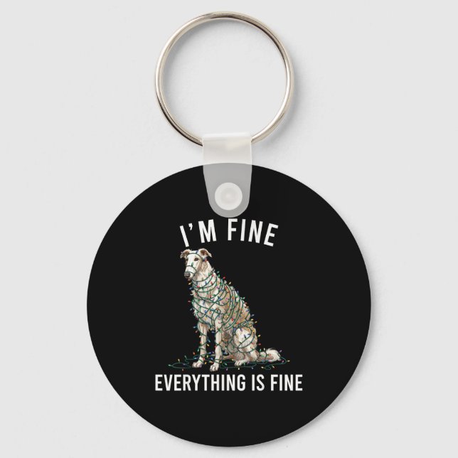 Borzoi Christmas I'm Fine Everything Is Fine  Nyckelring (Framsida)
