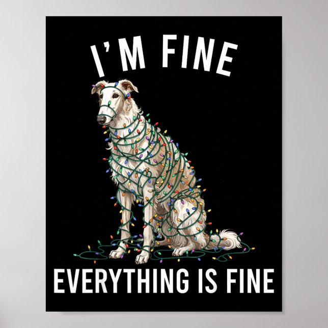Borzoi Christmas I'm Fine Everything Is Fine  Poster (Framsidan)