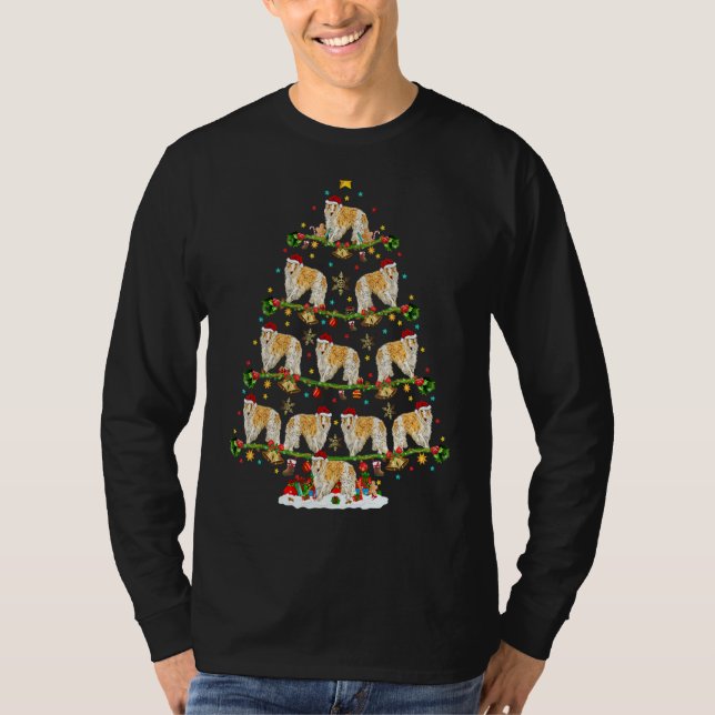 Borzoi Dog  Xmas Santa Borzoi Christmas Tree T Shirt (Framsida)