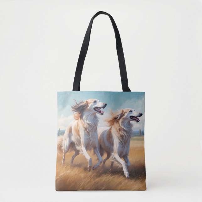 Borzoi Elegant Shoulder Tote Bag Tygkasse (Framsida)