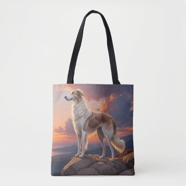 Borzoi Elegant Shoulder Tote Bag Tygkasse (Framsida)