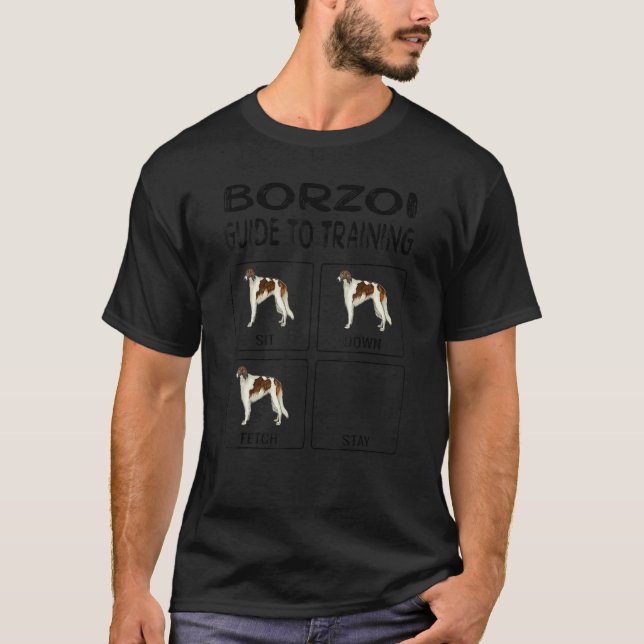 Borzoi Guide to Training Hund Obedience T Shirt (Framsida)
