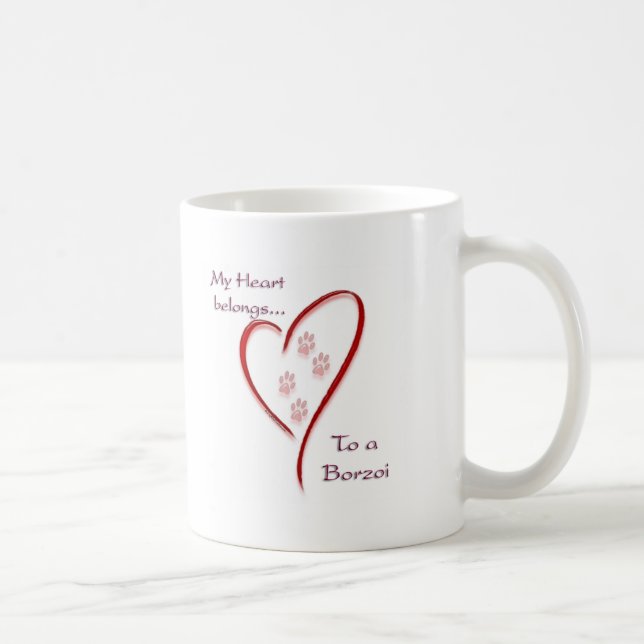 Borzoi Heart-Tillhören Kaffemugg (Höger)