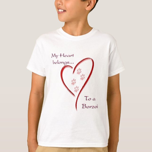 Borzoi Heart-Tillhören Tee (Framsida)