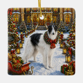 Borzoi-helgdag  julgransprydnad keramik