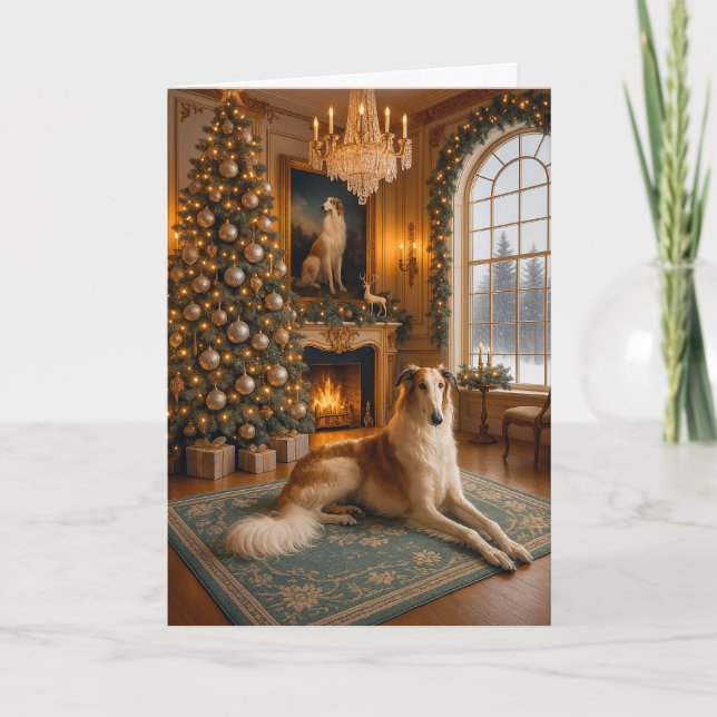 Borzoi Holiday Card Helgkort (Framsida)