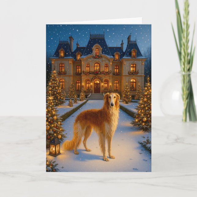Borzoi Holiday Card Helgkort (Framsida)