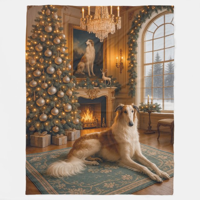 Borzoi Holiday  Fleecefilt (Framsidan)