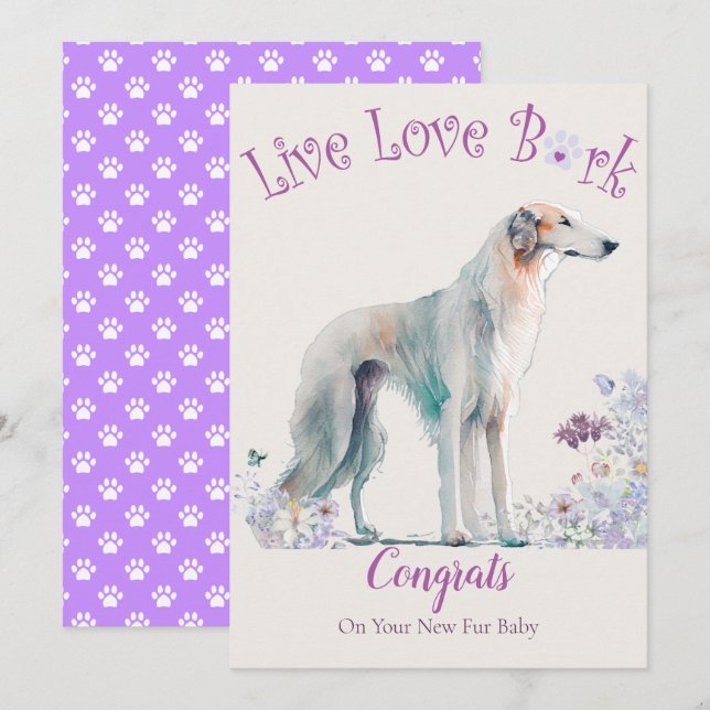 Borzoi Hund Adoption, Gotcha Dag Kort (Fram/baksida)