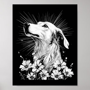 Borzoi Hund älskare Retro Stil Tattoo_1 Poster