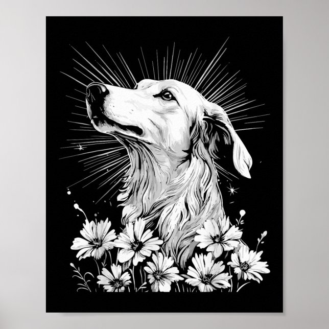 Borzoi Hund älskare Retro Stil Tattoo_1 Poster (Framsidan)
