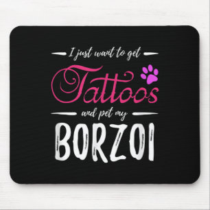Borzoi Hund älskare Tattoo Rolig hund Mamma Gift I Musmatta