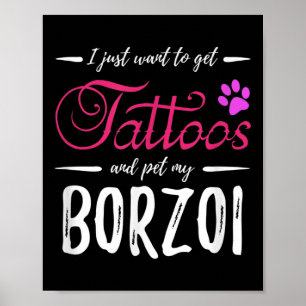 Borzoi Hund älskare Tattoo Rolig hund Mamma Gift I Poster