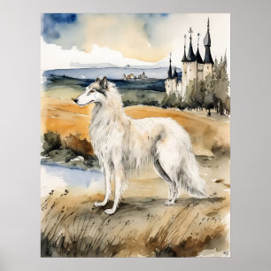Borzoi - Hund Art-utskrift Poster