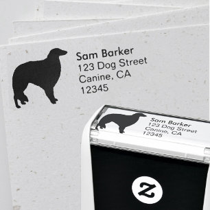 Borzoi Hund aveln Silhouette Returadress Självfärgande Stämpel
