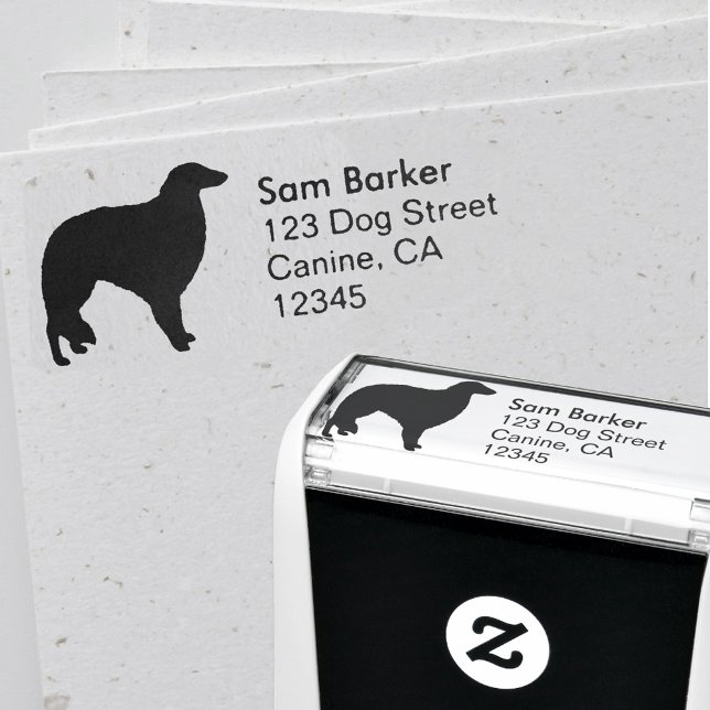 Borzoi Hund aveln Silhouette Returadress Självfärgande Stämpel (Skapare uppladdad)