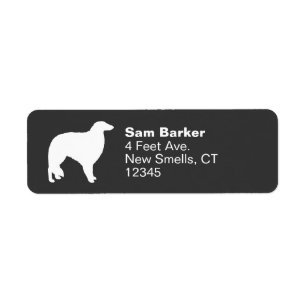 Borzoi Hund aveln Silhouette Returetiketter Returadress Etikett