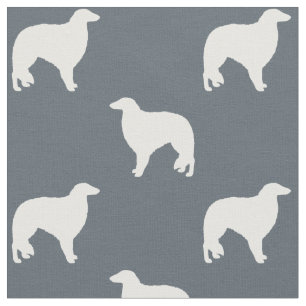 Borzoi Hund aveln Silhouettes Patterned Tyg