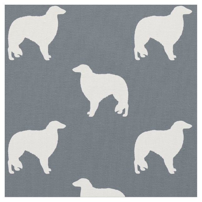 Borzoi Hund aveln Silhouettes Patterned Tyg (Närbild)