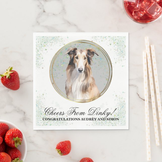 Borzoi Hund Bröllops Servetter med Foto (Insitu)