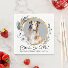 Borzoi hund bröllops servetter med hund foto