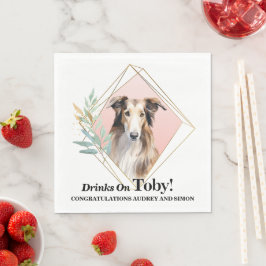 Borzoi hund bröllops servetter med hund foto