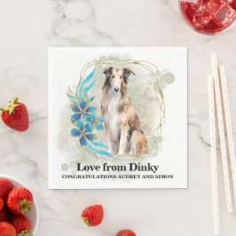 Borzoi hund bröllops servetter med hund foto