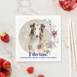 Borzoi hund bröllops servetter med hund foto