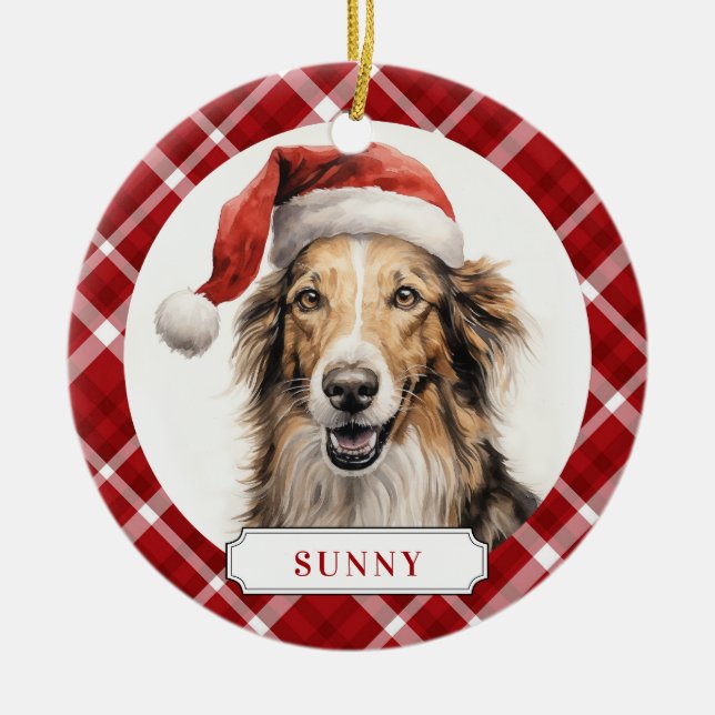 Borzoi Hund Ceramic Circle Ornament (Framsidan)