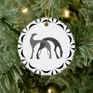 Borzoi Hund Julgransprydnad Keramik