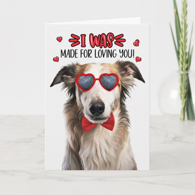 Borzoi Hund Made for Loving You Valentine Helgkort (Framsida)