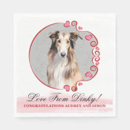 Borzoi Hund Napkins with Hundar Photo Pappersservett