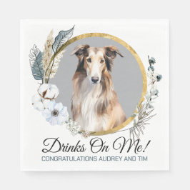 Borzoi Hund Napkins with Hundar Photo Pappersservett