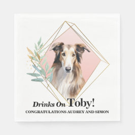 Borzoi Hund Napkins with Hundar Photo Pappersservett