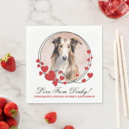 Borzoi Hund Röd Hjärt Ram Hund Foto Pappersservett