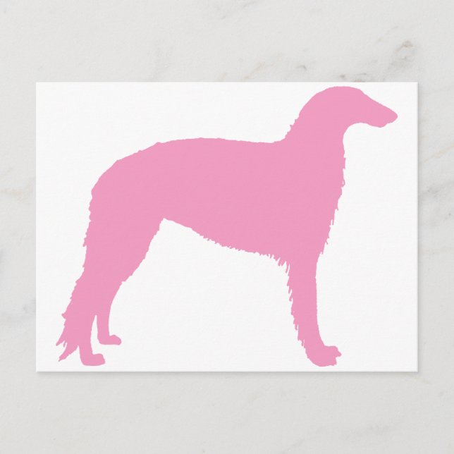 Borzoi Hund (rosa) Vykort (Framsida)