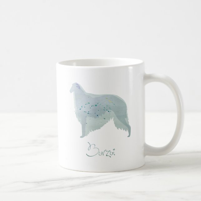 Borzoi Hund Watercolor Design Kaffemugg (Höger)