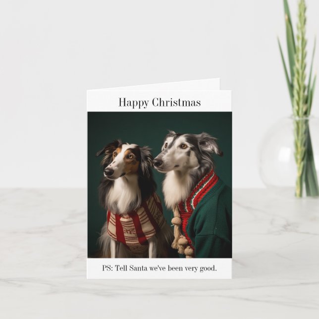 Borzoi Hundar julkort Kort (Framsida)