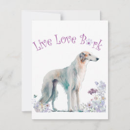 Borzoi hundmamma blommig anteckningskort